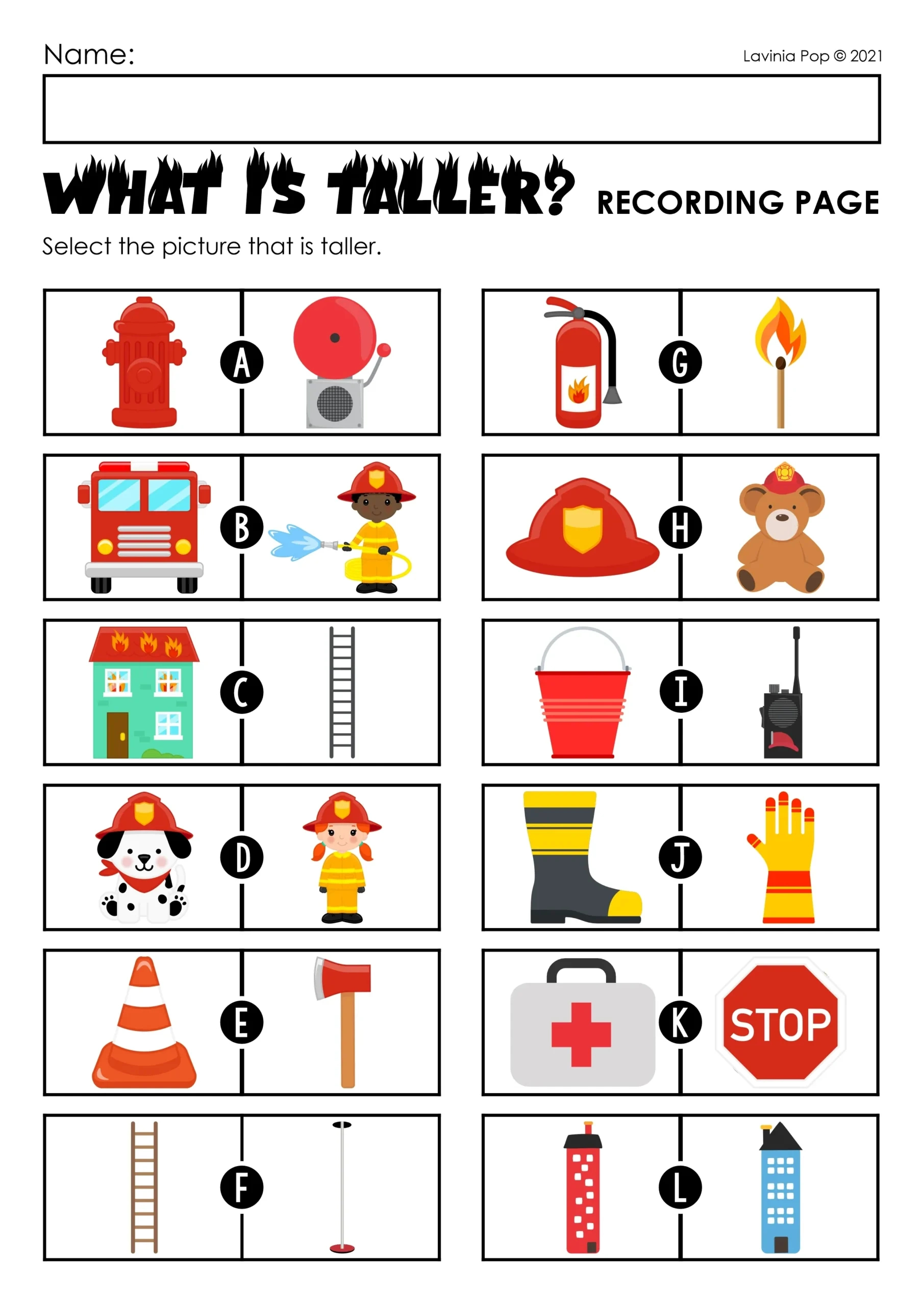 Firefighter Measurement: What Is Taller? Activity throughout Printable Firefighter Activities For Preschoolers