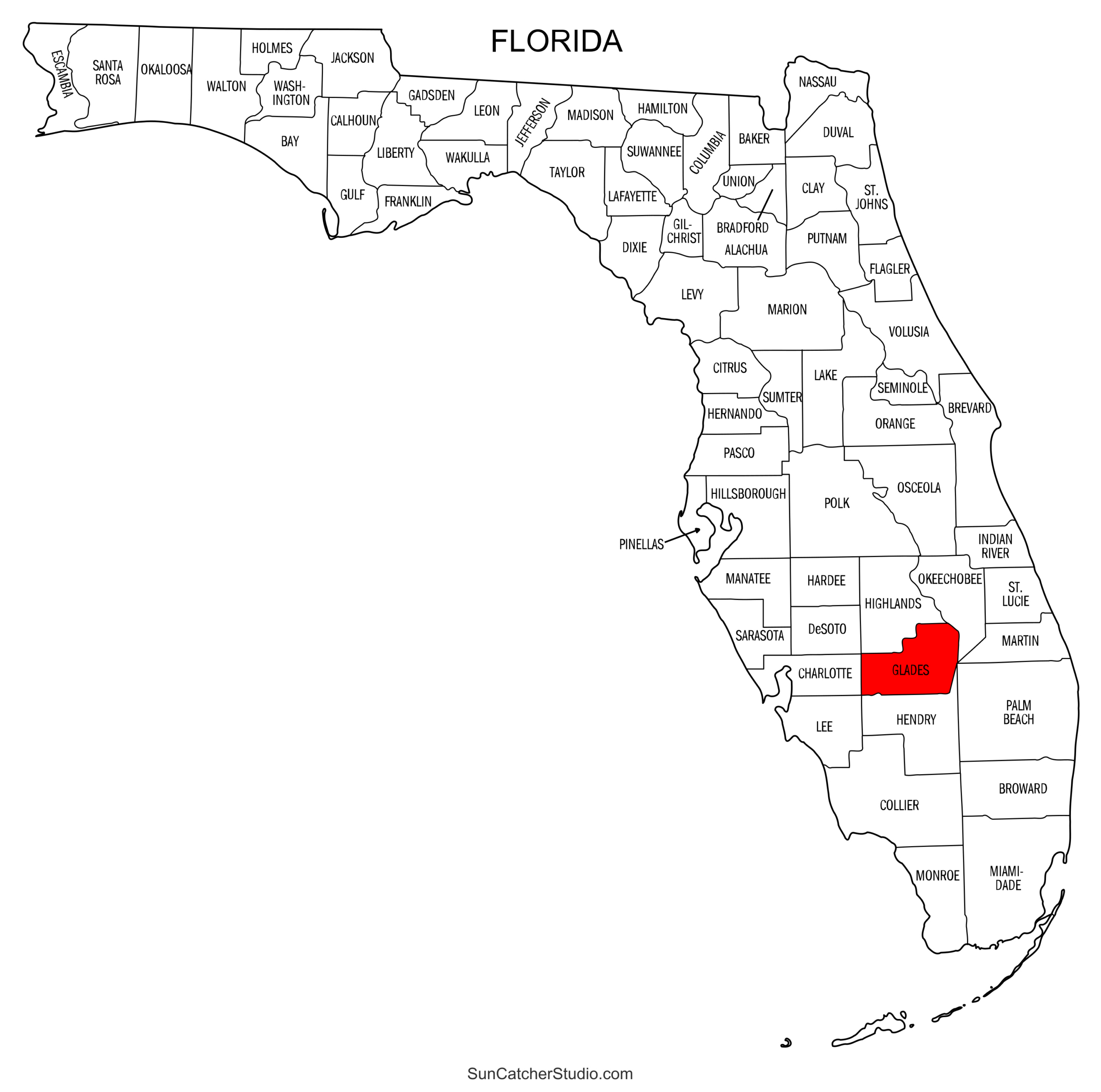 Florida County Map (Printable State Map With County Lines) – Free within Map Of Florida By County Printable