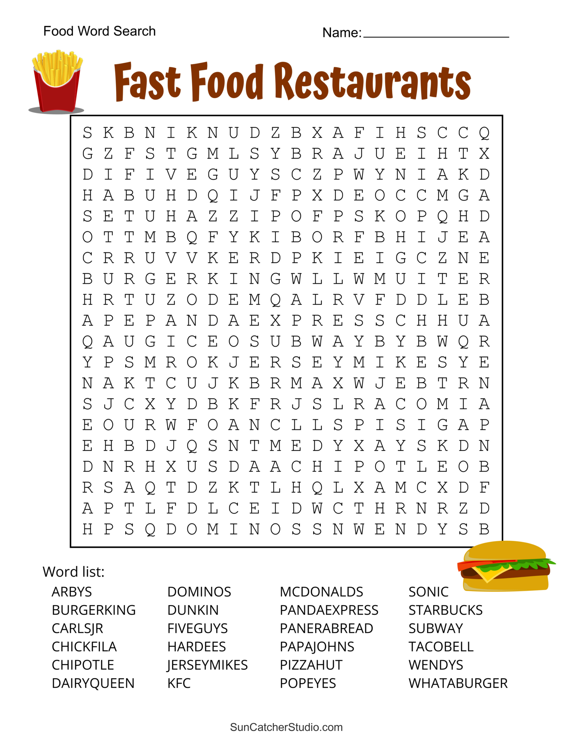 Food Word Search (Free Printable Puzzles) – Free Printables inside Printable Word Searches Large Print