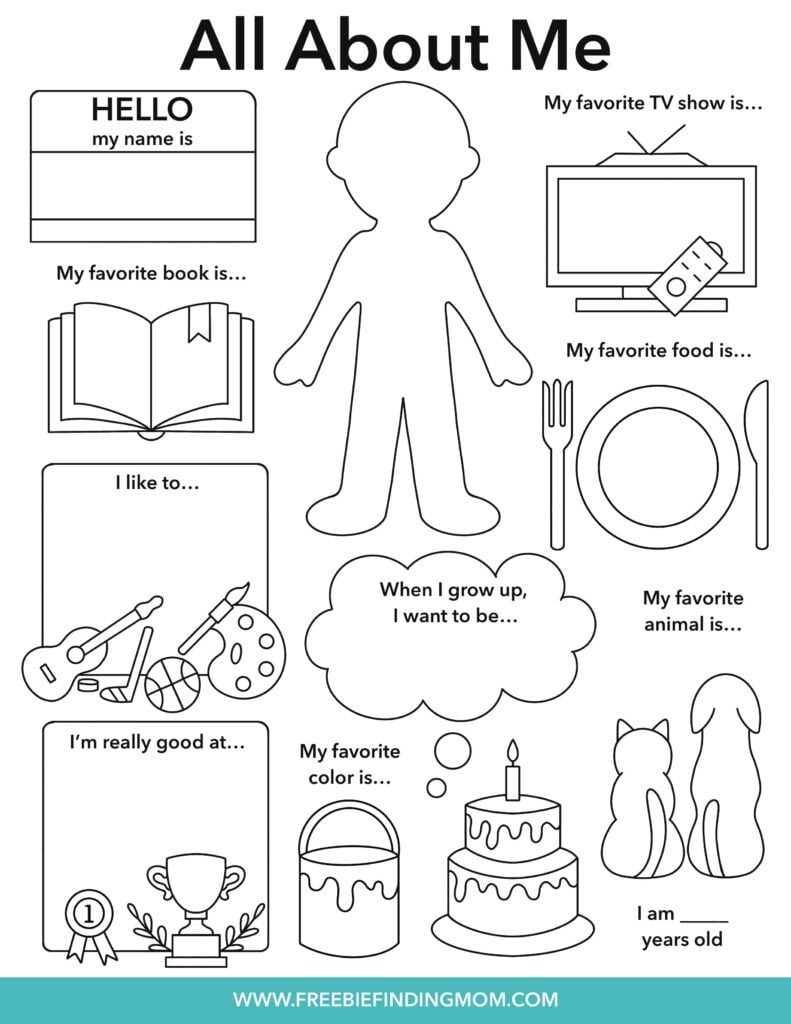 Free All About Me Worksheet for Free All About Me Printable