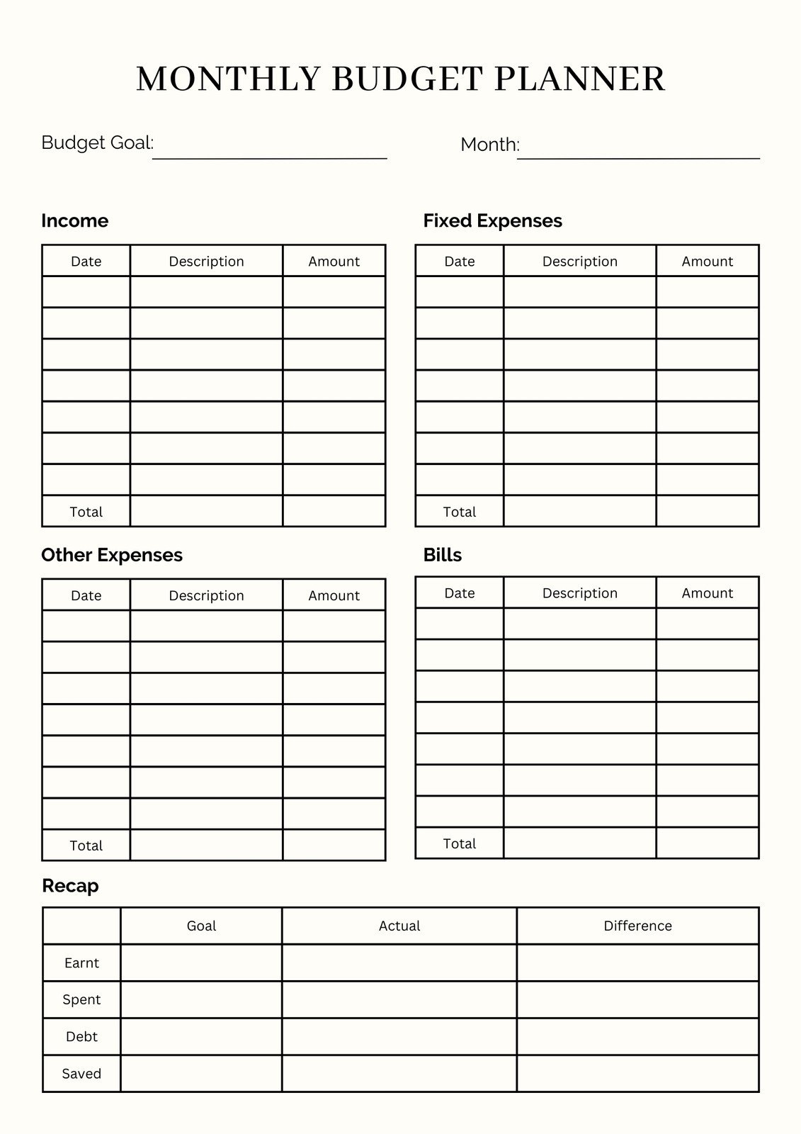 Free And Customizable Budget Templates inside Free Printable Budget Sheets