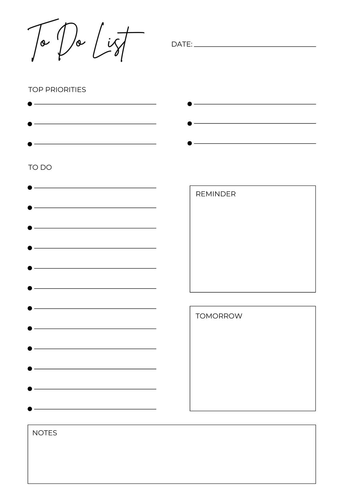 Free And Customizable To Do List Templates within Free Printable to Do Checklist