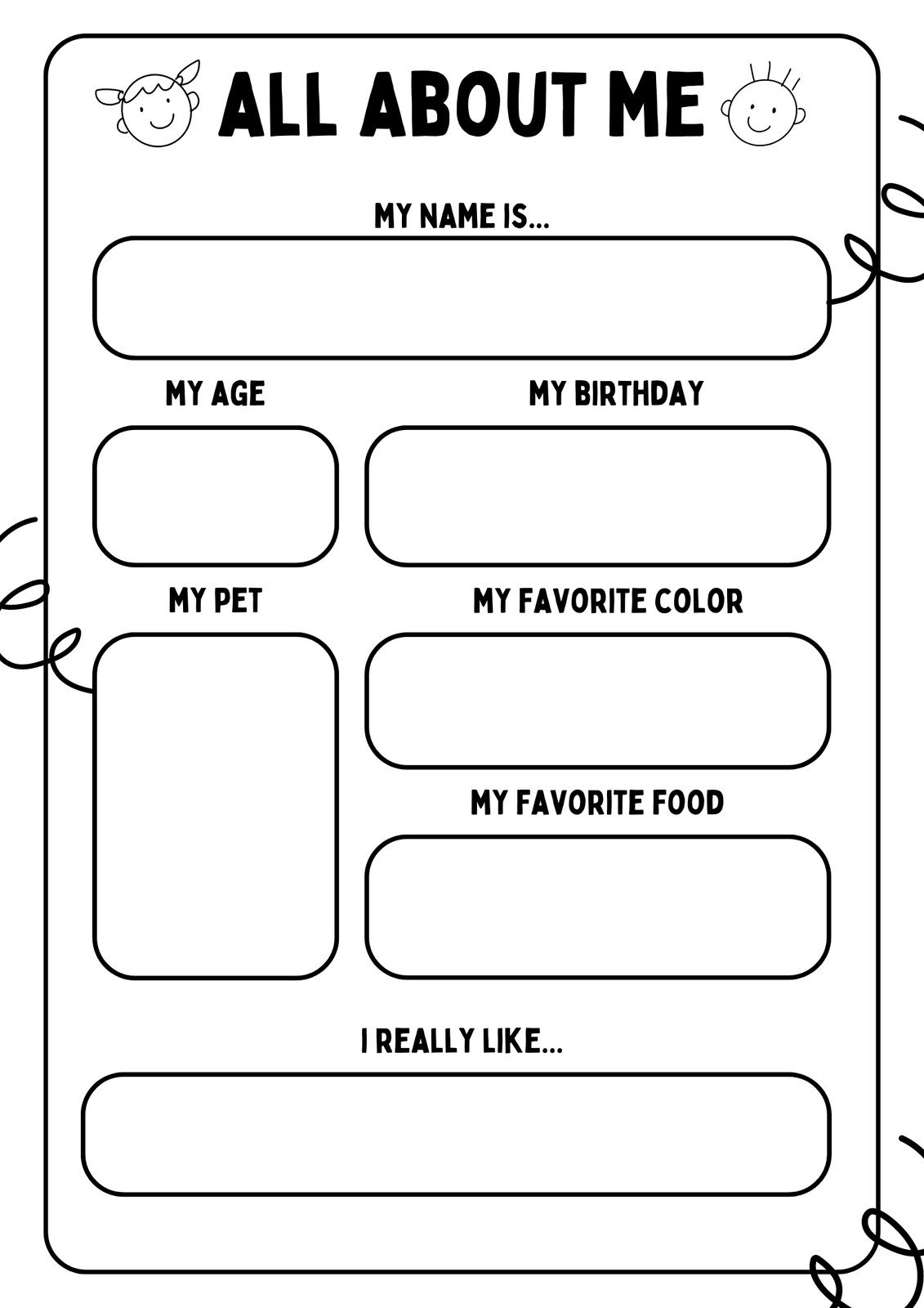 Free And Printable All About Me Worksheet Templates | Canva for All About Me Poster Printable