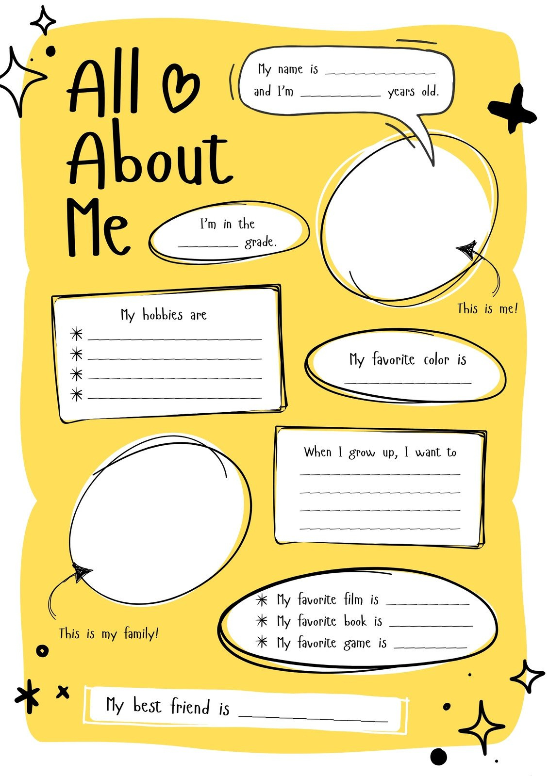 Free And Printable All About Me Worksheet Templates | Canva with regard to All About Me Poster Printable