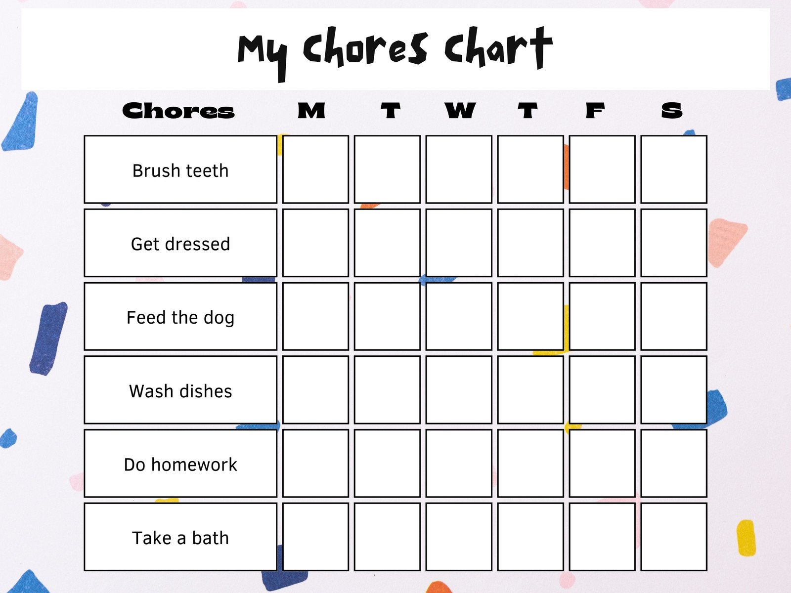 Free Customizable Chore Chart Templates To Print | Canva for Free Editable Printable Chore Charts