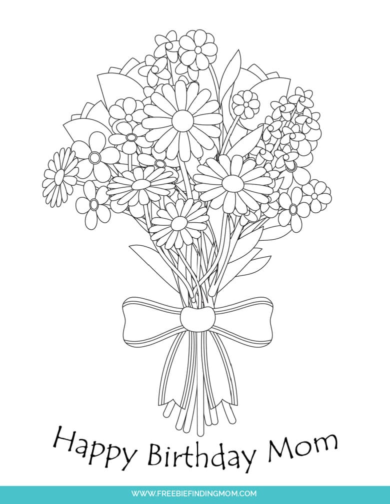 Free Cute Happy Birthday Mom Shapes Coloring Pages Printable with Happy Birthday Cards For Mom Printable