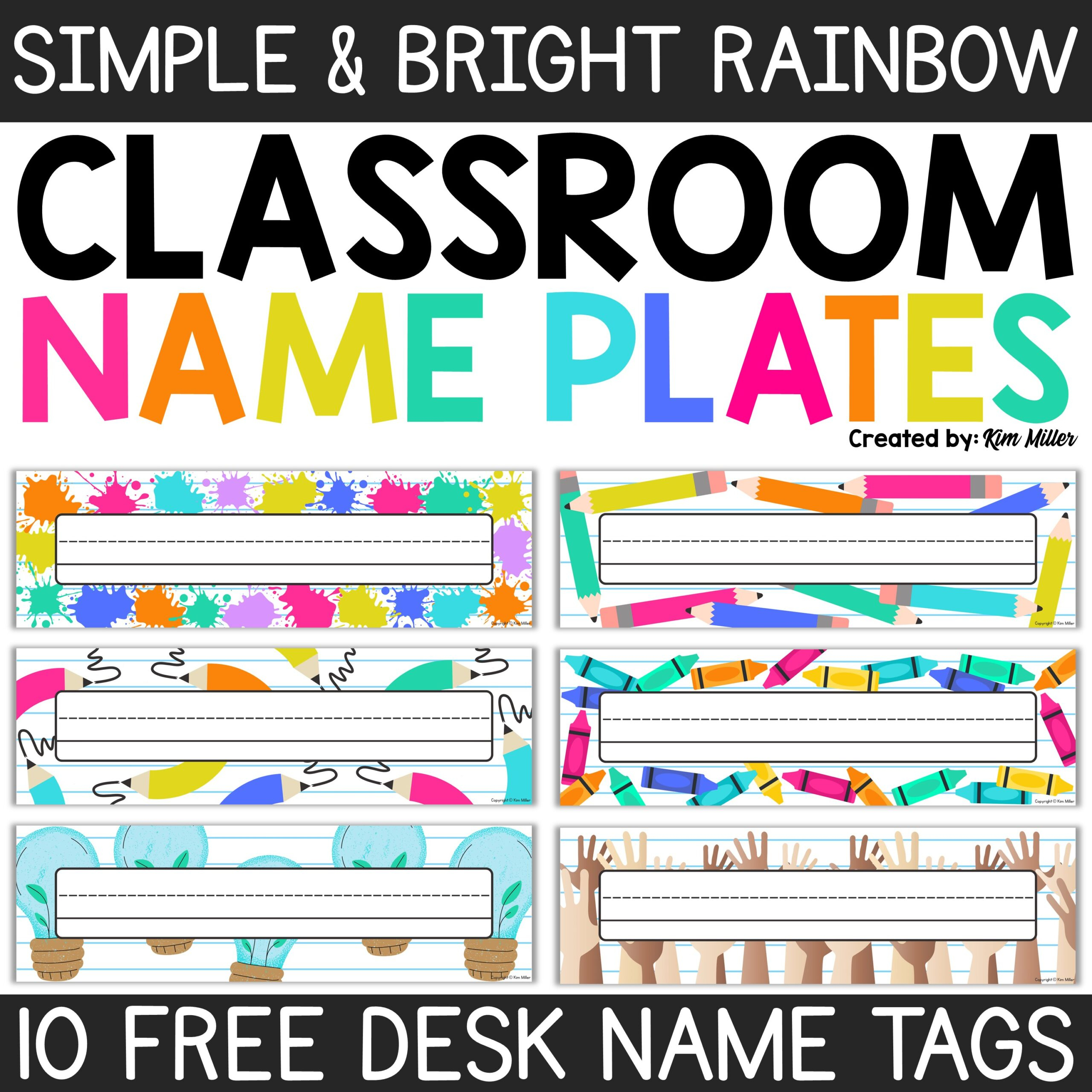 Free Desk Name Tags Bright Rainbow Classroom Decor Student Desk regarding Free Printable Desk Name Tags