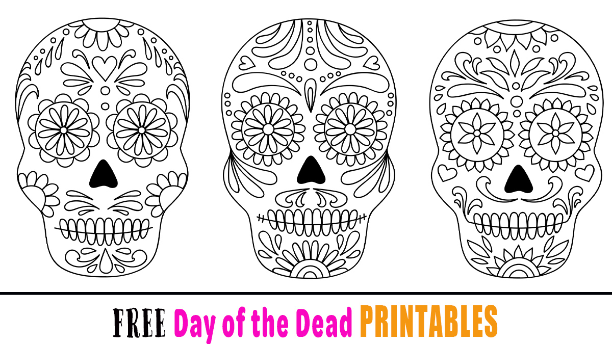 Free Dia De Los Muertos (Day Of The Dead) Printable Colouring regarding Printable Day Of The Dead Skull