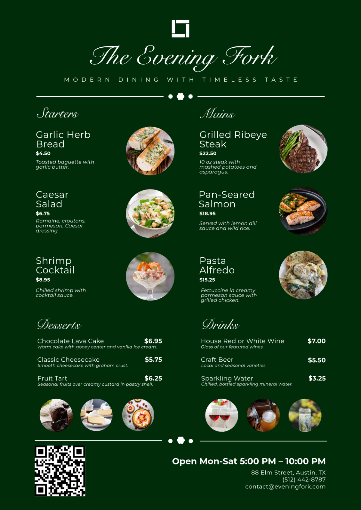 Free Dinner Restaurant Menu Template To Edit Online with regard to Printable Restaurant Menus with Prices