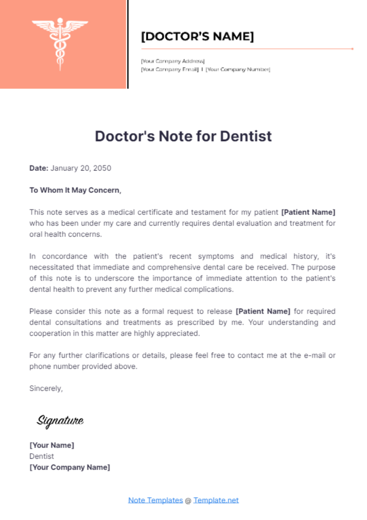 Free Doctor'S Note For Dentist Template To Edit Online within Free Printable Dental Excuse Note