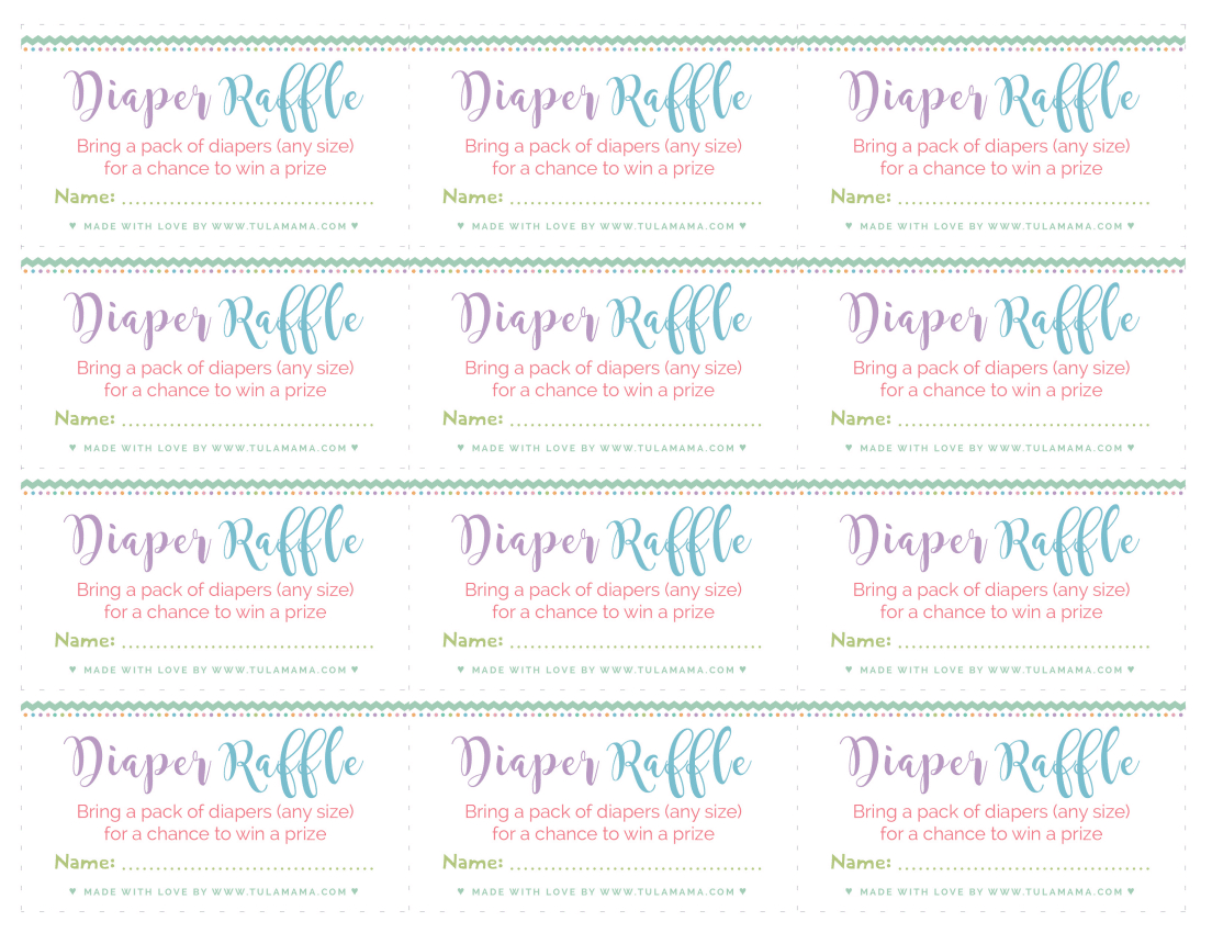 Free, Easy To Print Diaper Raffle Tickets - Tulamama with Free Diaper Raffle Ticket Printables