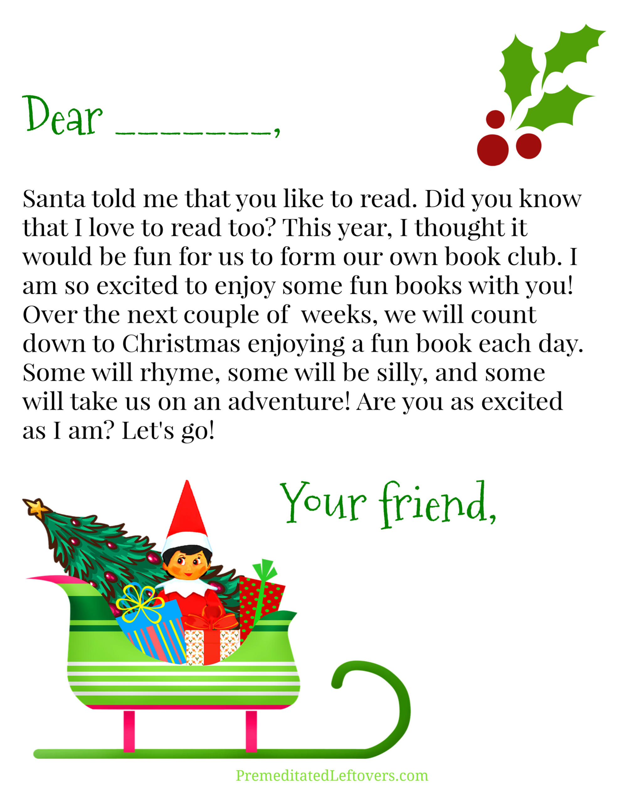 Free Elf On The Shelf Printables - Premeditated Leftovers™ with regard to Letter From Elf on the Shelf Free Printable