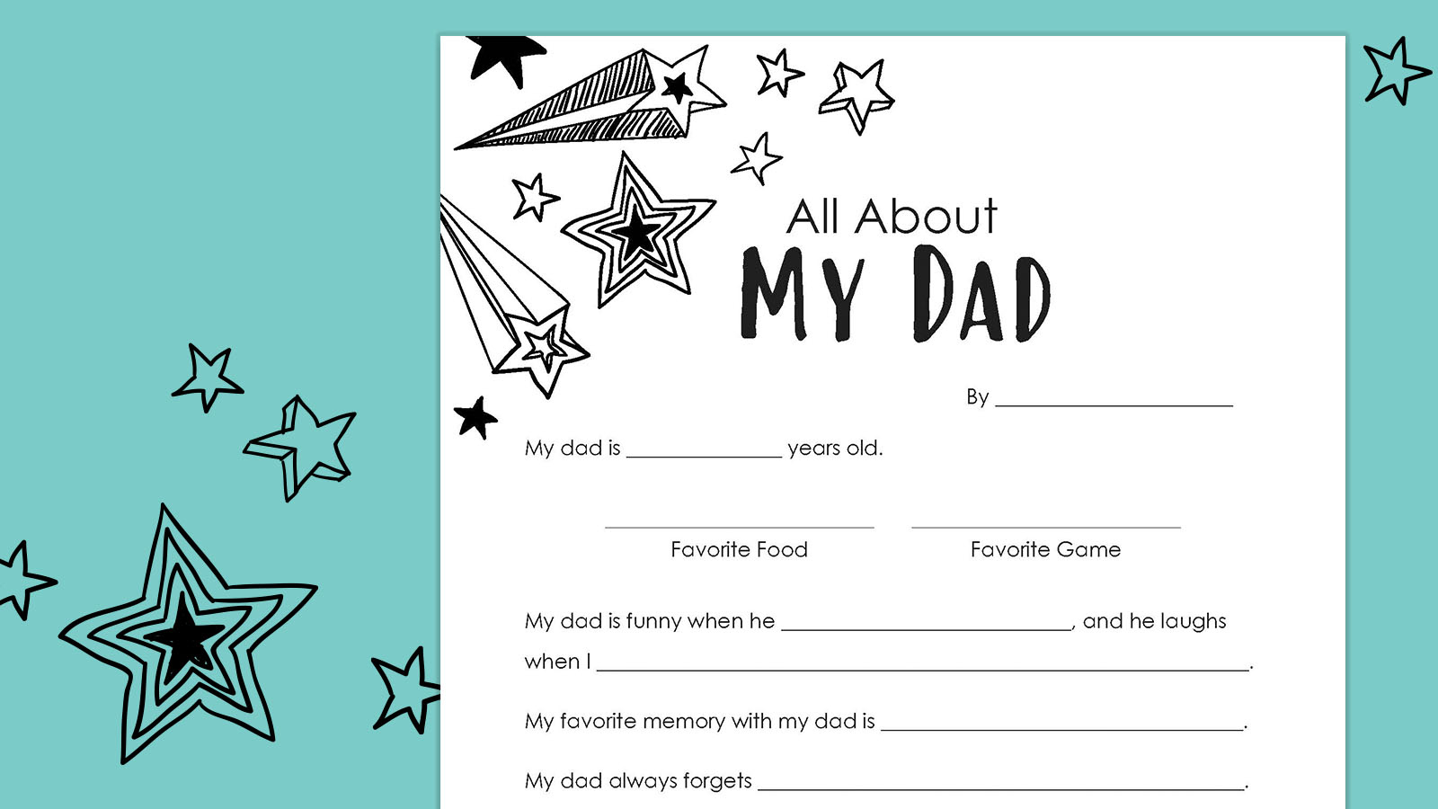 Free Father'S Day Questionnaire Printable for All About My Dad Father's Day Printable