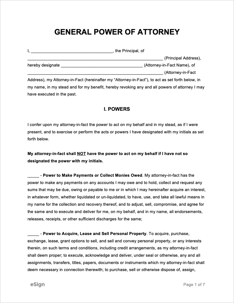 Free General Power Of Attorney Forms | Pdf | Word regarding Power of Attorney Printable Forms