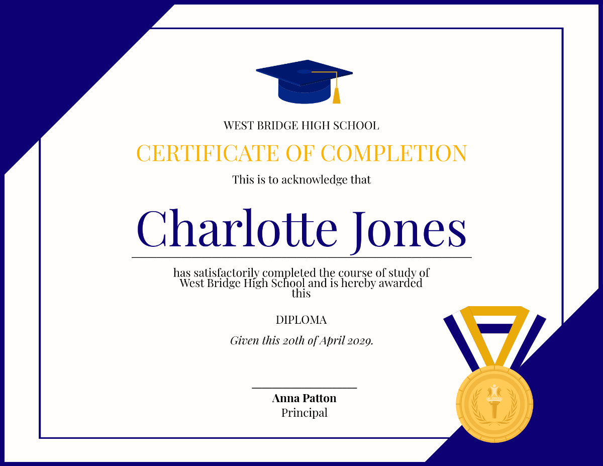 Free High School Diploma Certificate Template To Edit Online with regard to Free Printable High School Diploma