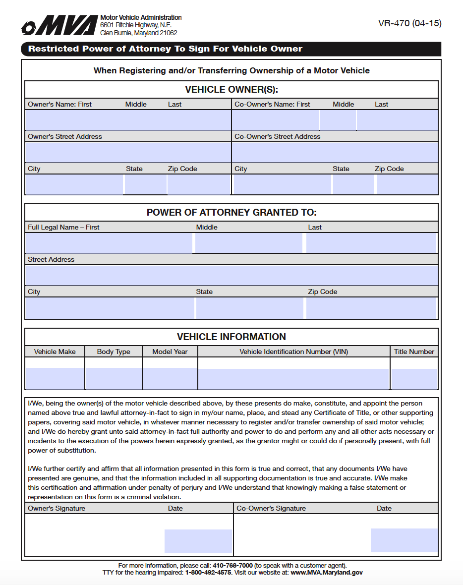Free Maryland Power Of Attorney Forms | Pdf Templates in Maryland Power of Attorney Form Free Printable