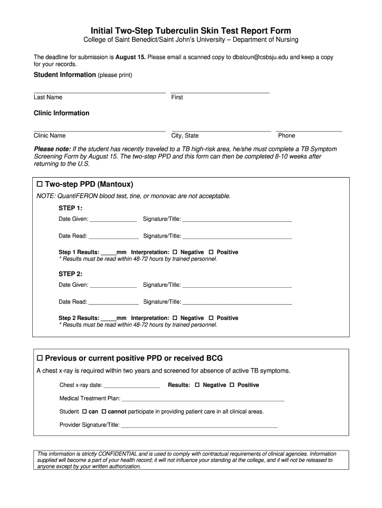 Free Printable 2 Step Tb Test Form Pdf Download: Fill Out & Sign pertaining to Free Printable Tb Test Form