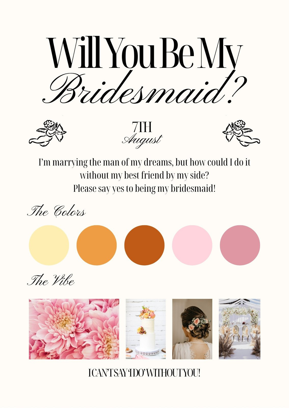 Free Printable Be My Bridesmaid Invitation Templates | Canva in Printable Will You My Bridesmaid Cards