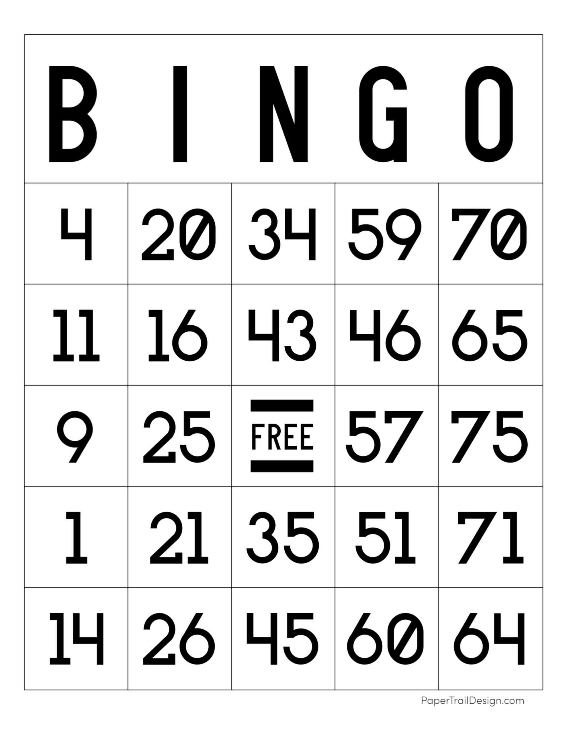 Free Printable Bingo Cards - Paper Trail Design throughout Bingo Cards 1 75 Printable
