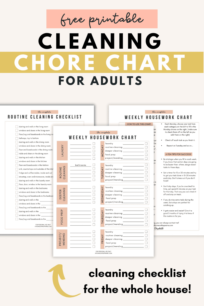 Free Printable Chore Chart For Adults (And Cleaning Checklist) intended for Printable Chore Chart For Adults