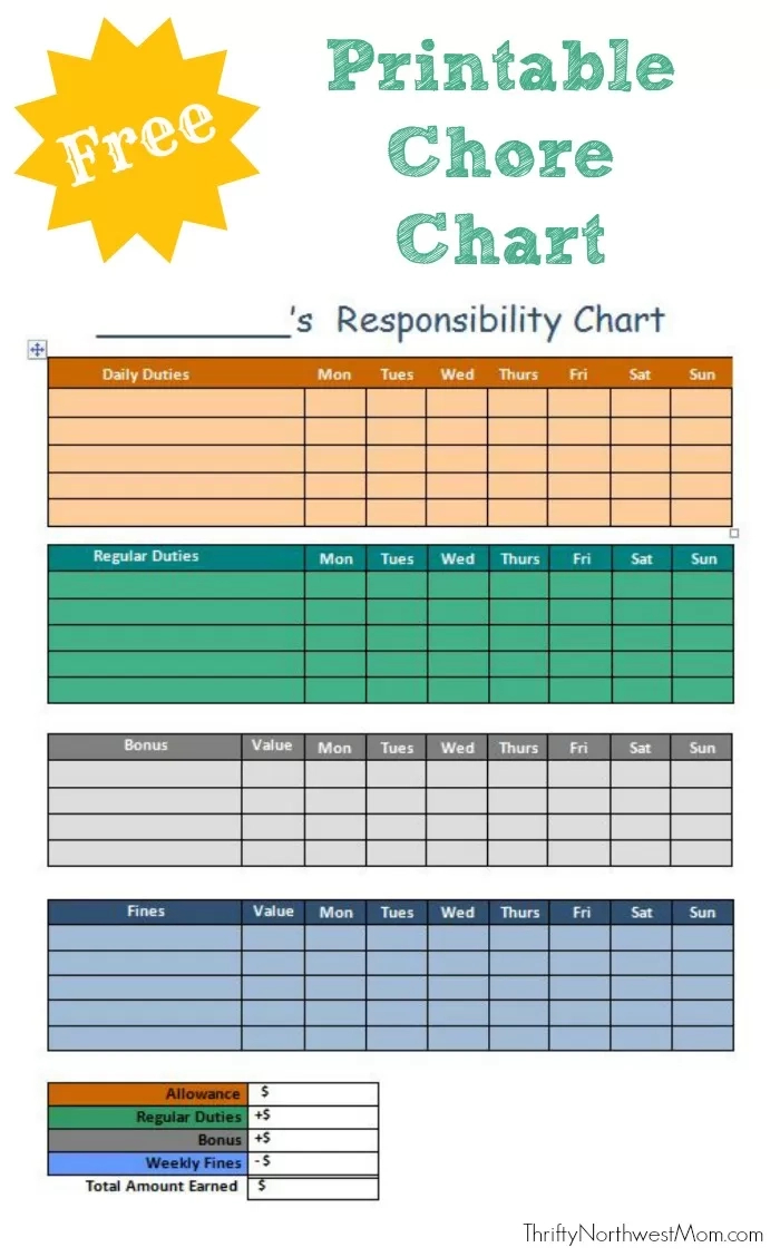 Free Printable Chore Chart For Kids Customize Responsibility Chart with regard to Children'S Chore List Printable