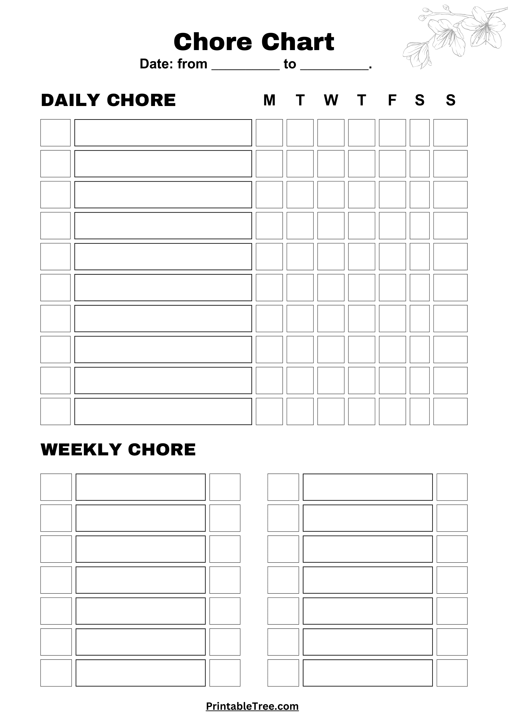 Free Printable Chore Chart Pdf Template For Kids in Pdf Free Printable Chore Charts