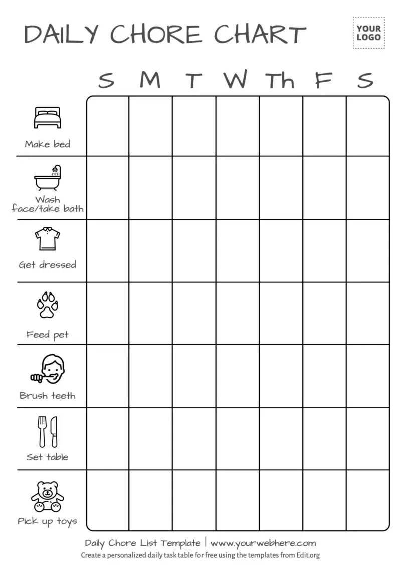 Free Printable Chore List Templates intended for Pdf Free Printable Chore Charts