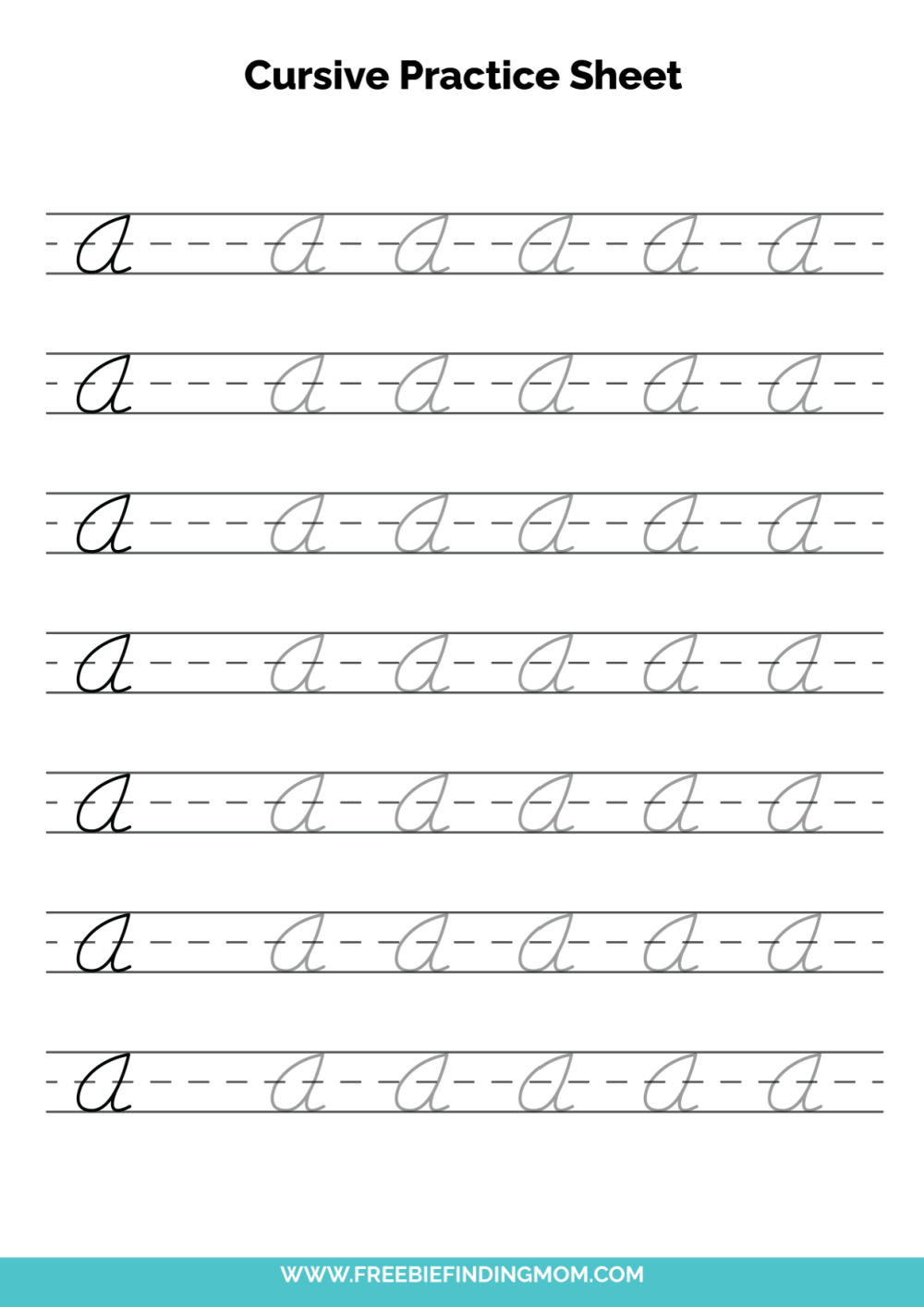 Free Printable Cursive Alphabet Practice Sheets: Capital A pertaining to Free Printable Cursive Practice Sheets