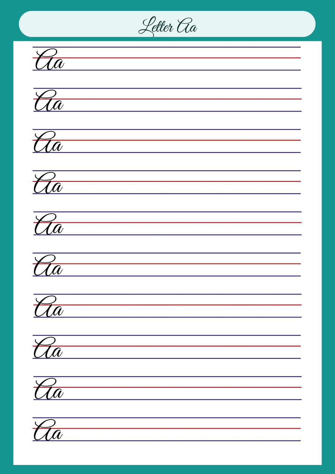 Free Printable Cursive Writing Worksheet Templates | Canva intended for Free Printable Cursive Practice Sheets