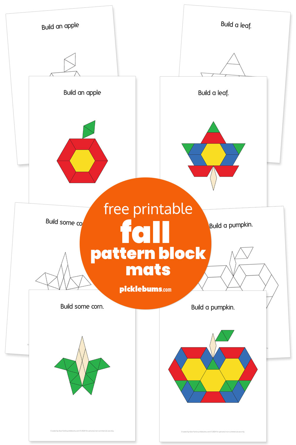 Free Printable Fall Pattern Block Mats - Picklebums with regard to Pattern Block Templates Free Printable