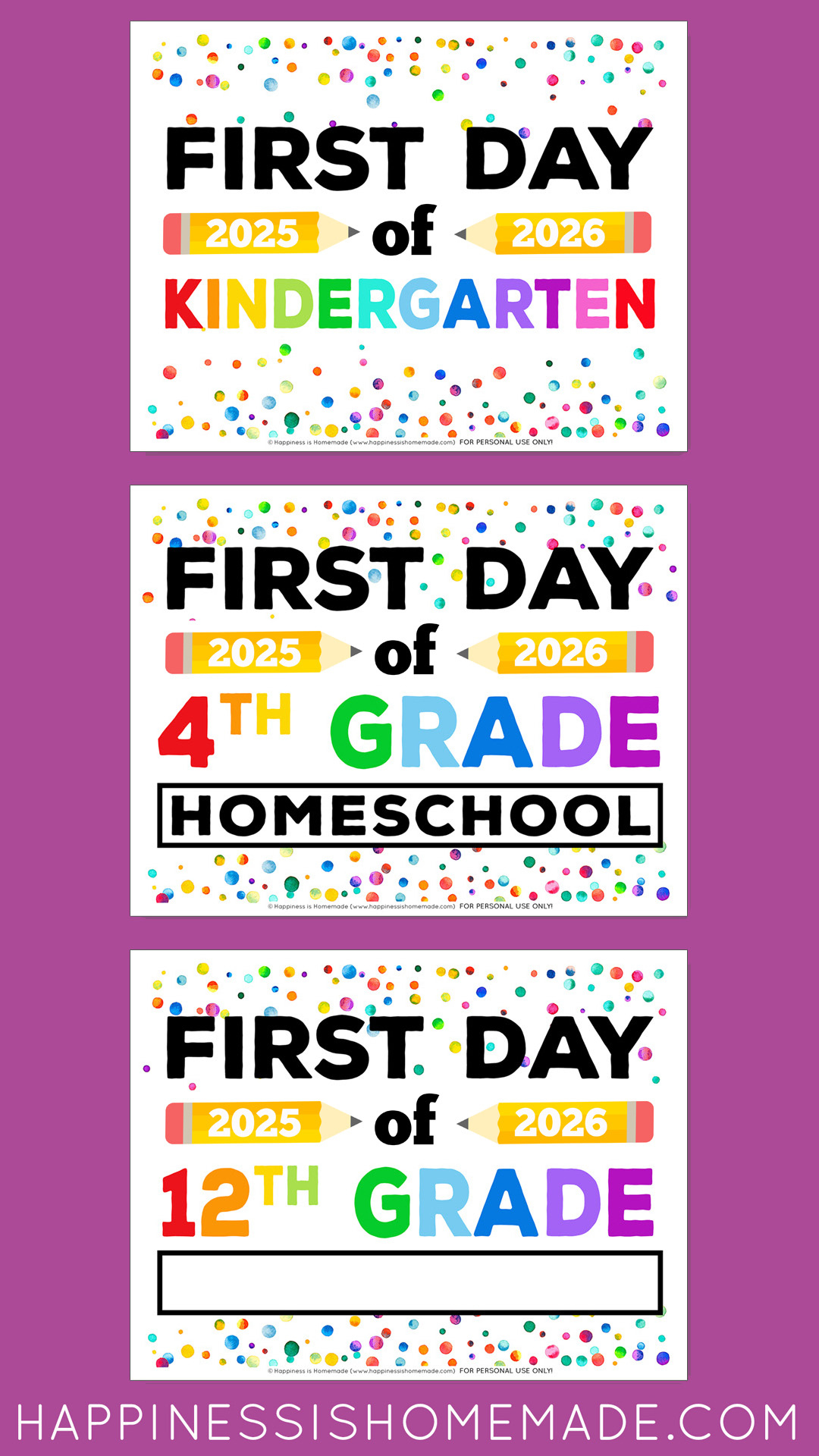 Free Printable First Day Of School Signs 2025-26 - Happiness Is within Free First Day of School Printables