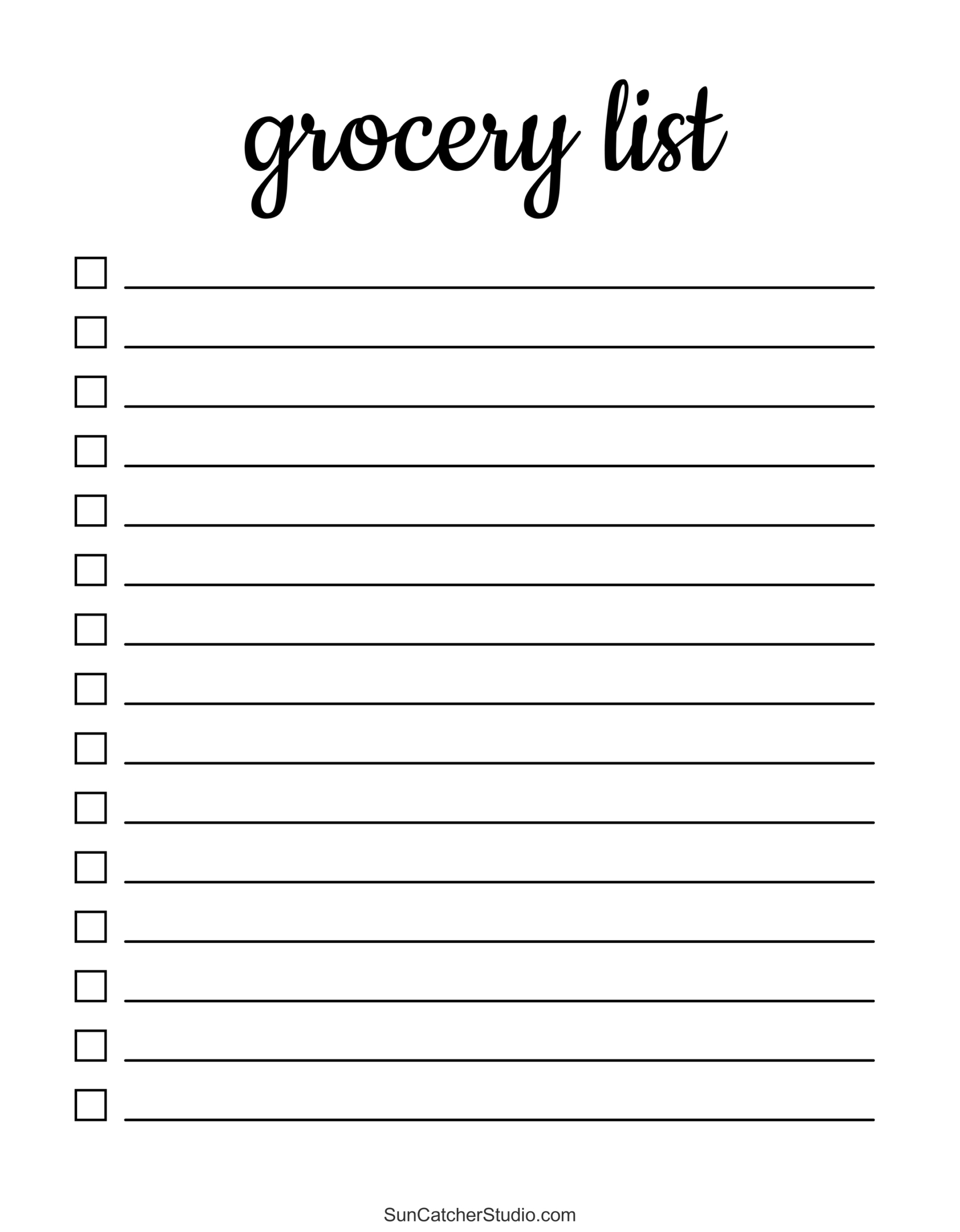 Free Printable Grocery List Templates (Pdf): Shopping Lists – Free for Free Grocery List Printable Template