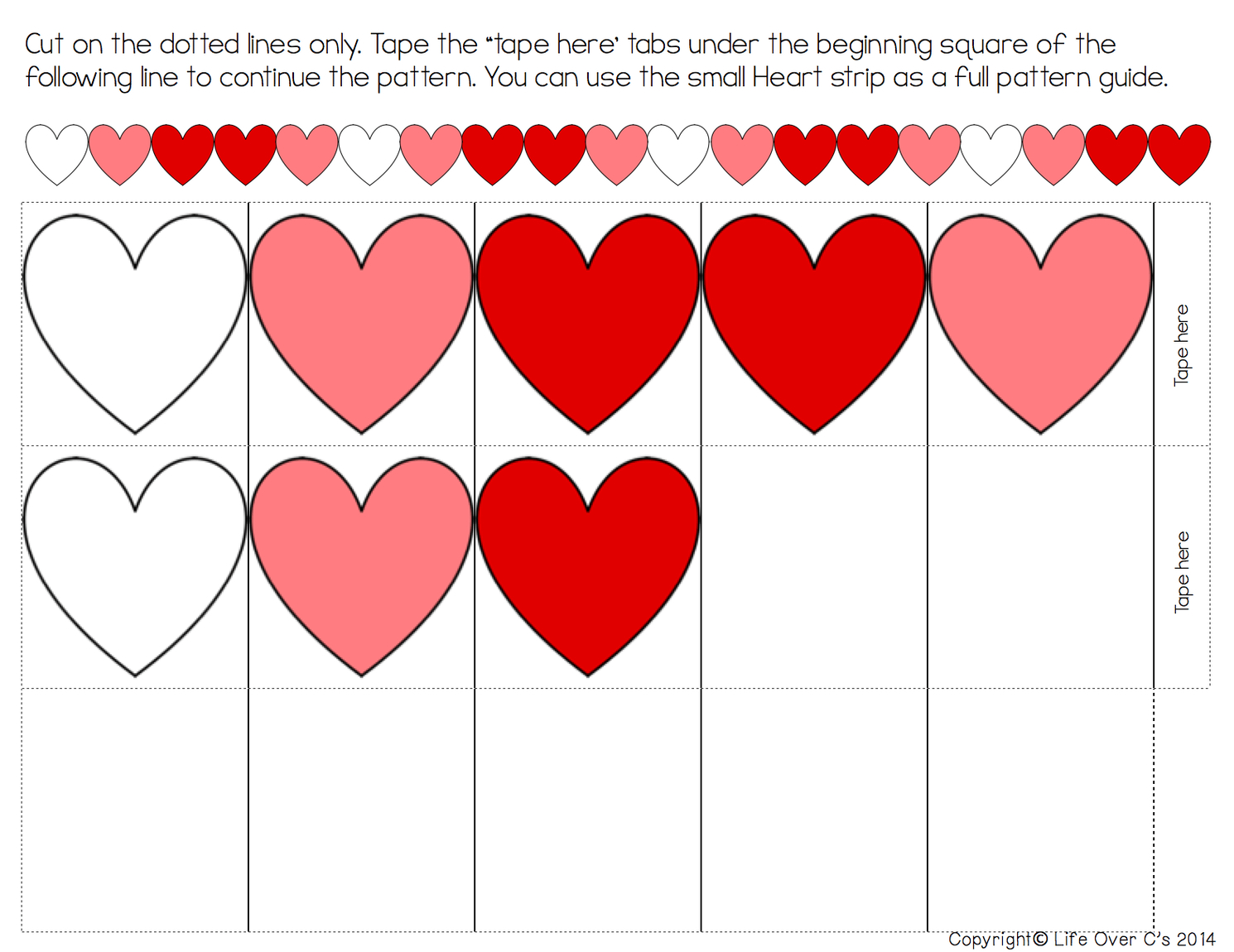Free Printable Heart Pattern Strips For Valentine'S Day inside Free Printable Valentines Day Hearts