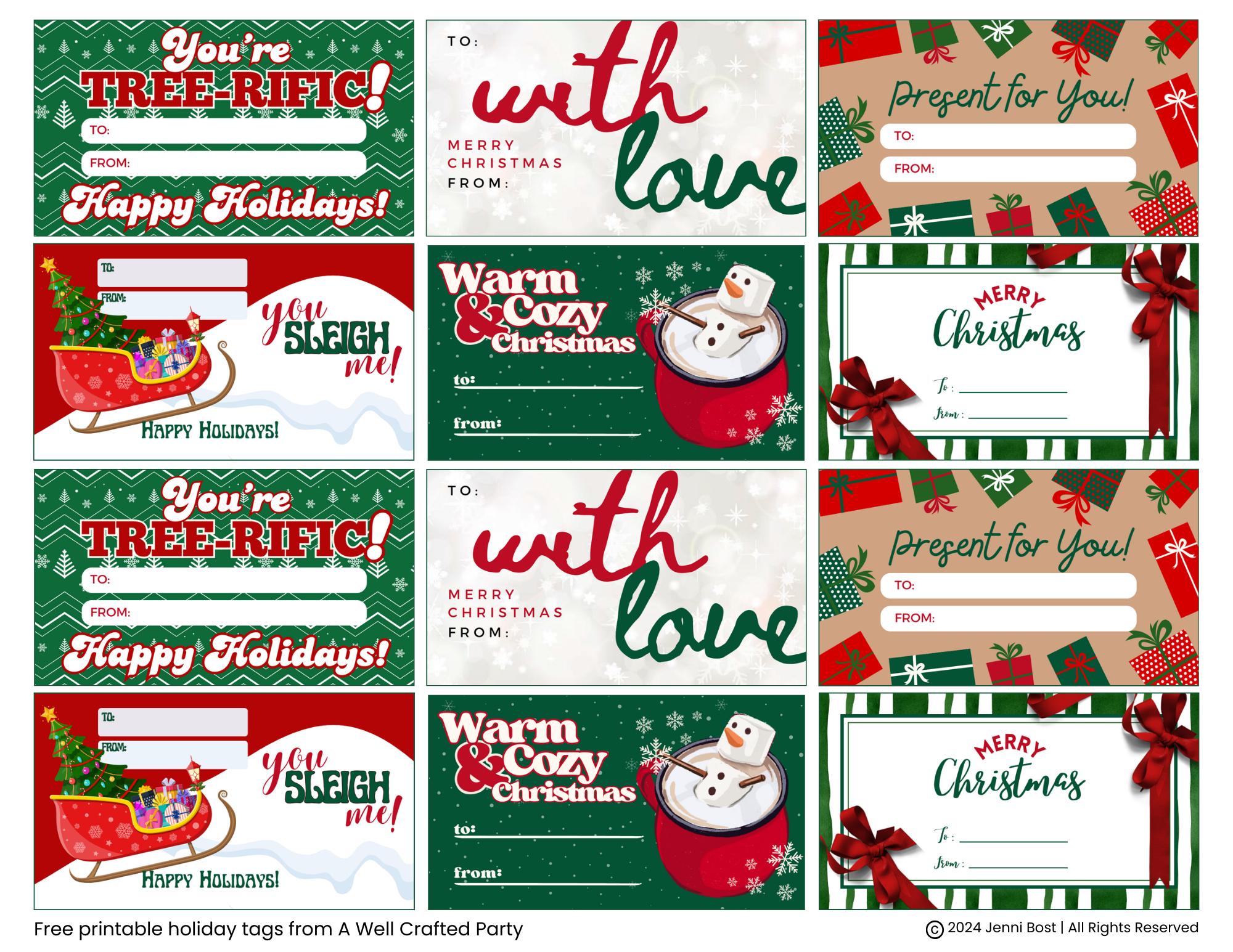 Free Printable Holiday Gift Tags – A Well Crafted Party regarding Free Holiday Gift Tags Printable