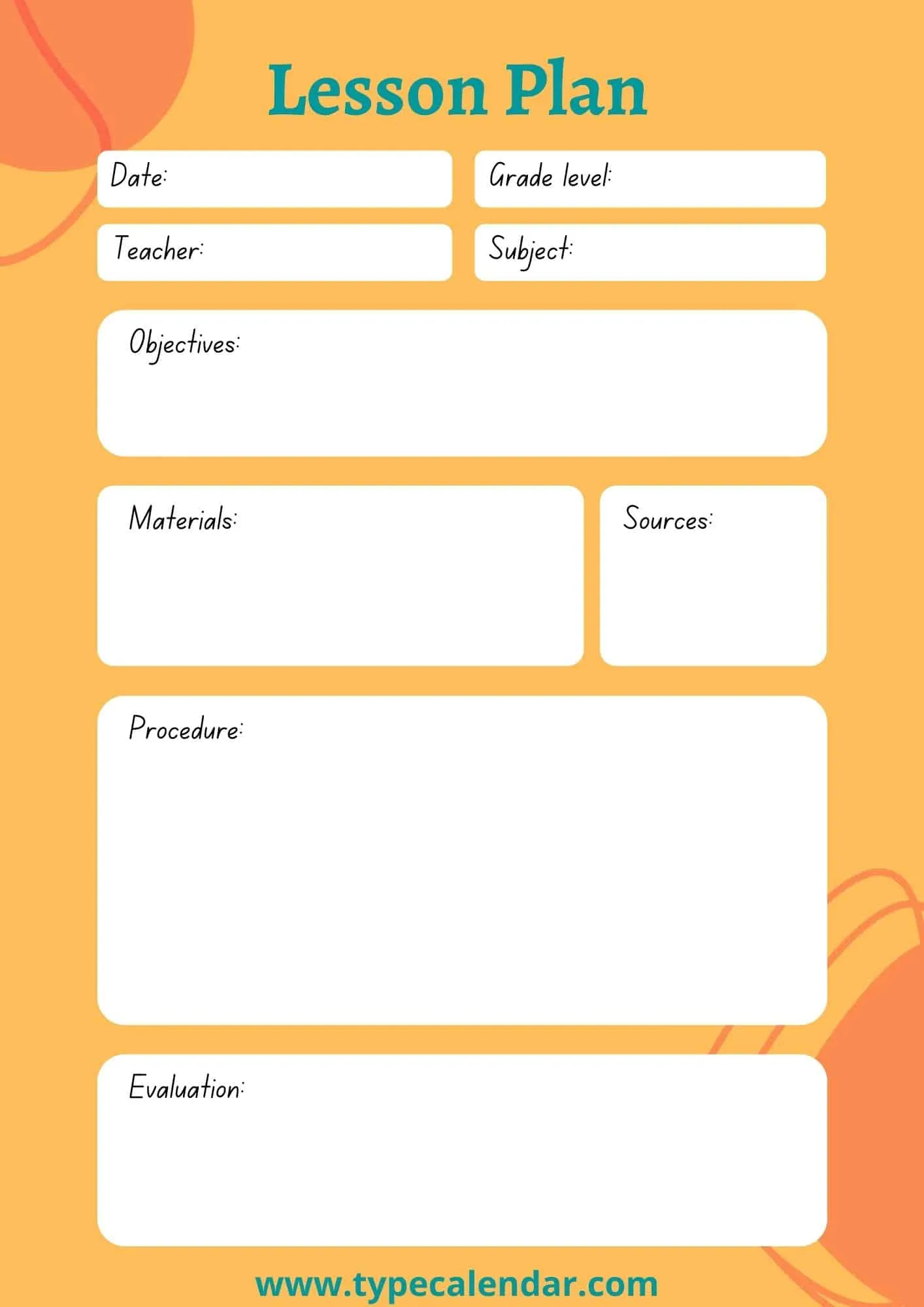 Free Printable Lesson Plan Templates [Pdf, Word] Preschool, Elementary throughout Free Lesson Plan Template Printable