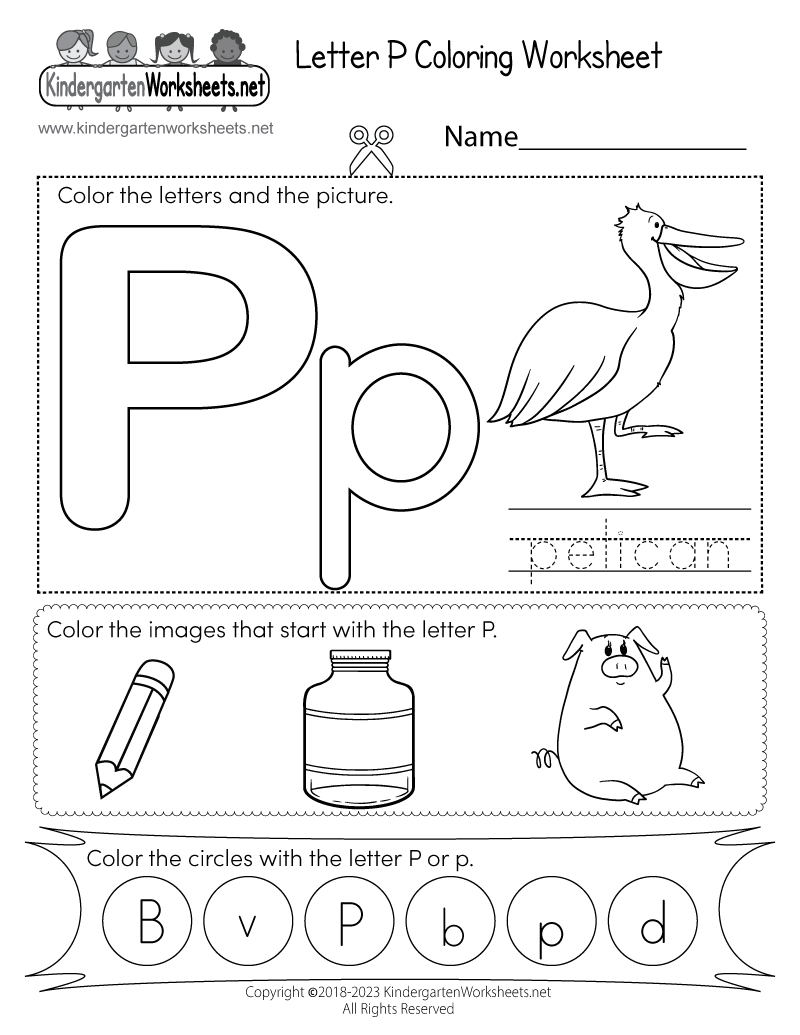 Free Printable Letter P Coloring Worksheet intended for Free Printable Letter P Worksheets