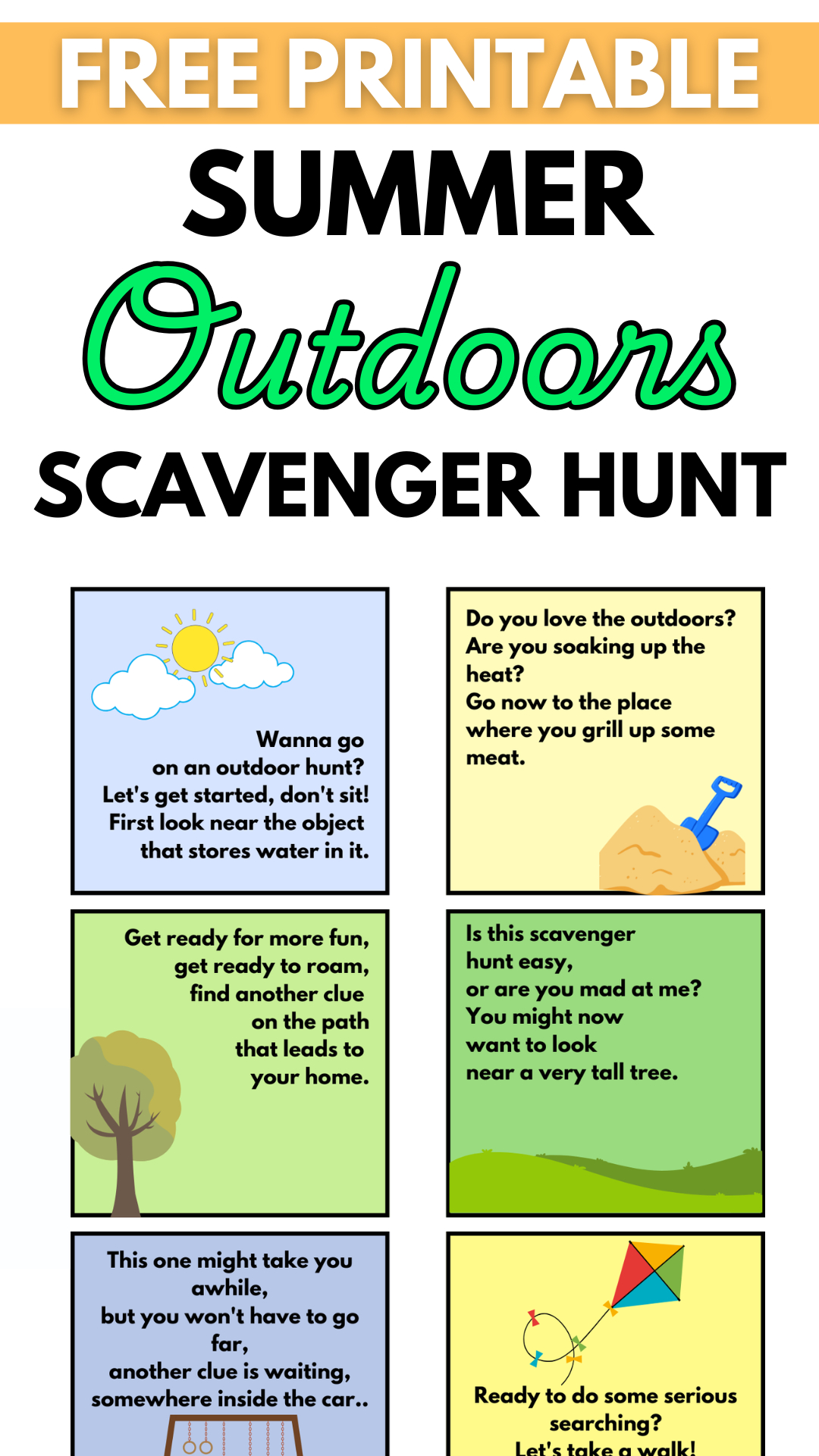 Free Printable Outdoor Scavenger Hunt Clues intended for Free Printable Scavenger Hunt Riddles