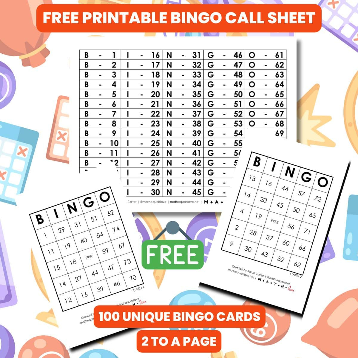 Free Printable Pdf Bingo Cards And Call Sheet (1-75) for Bingo Cards 1 75 Printable