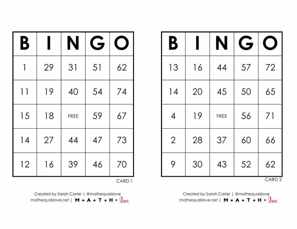 Free Printable Pdf Bingo Cards And Call Sheet (1-75) in Bingo Cards 1 75 Printable