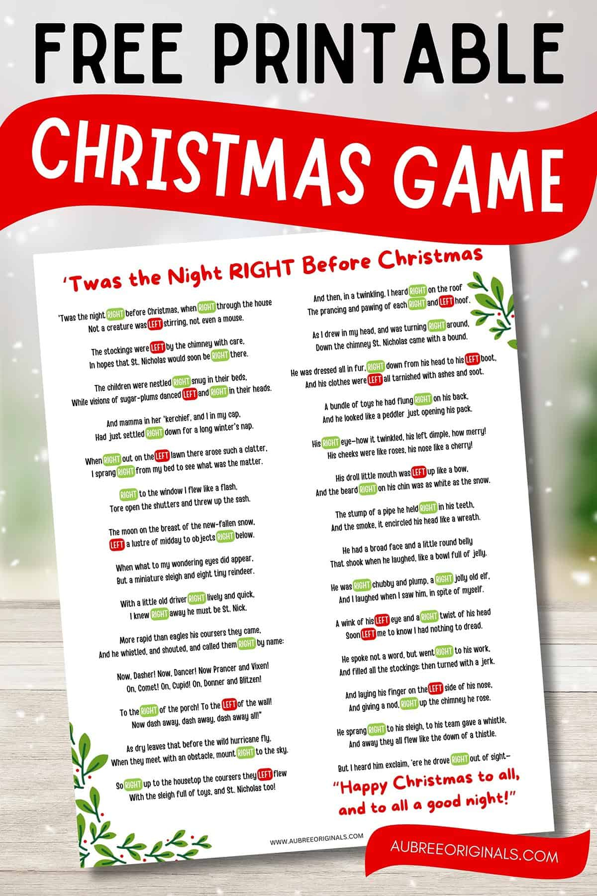 Free Printable Right Left Christmas Game Story - Aubree Originals inside Free Christmas Right Left Game Printable