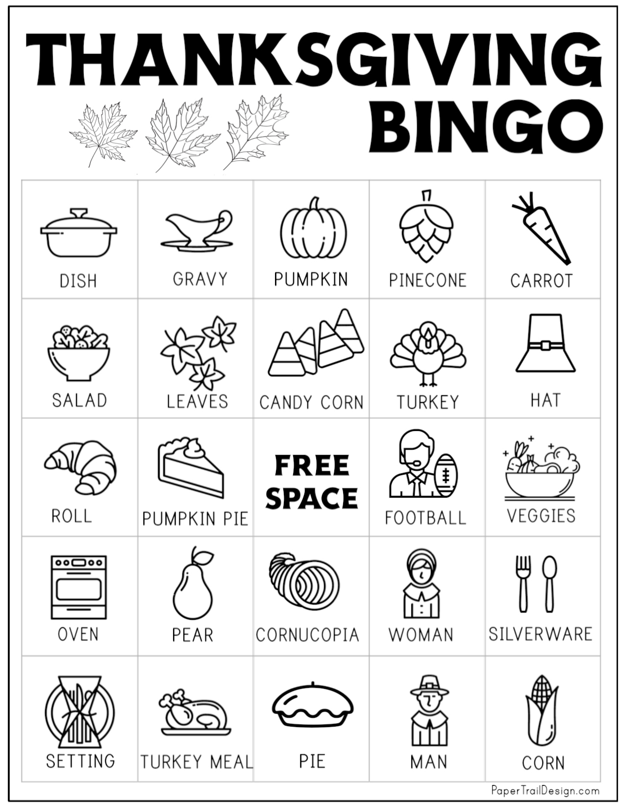 Free Printable Thanksgiving Bingo Cards - Paper Trail Design inside Free Thanksgiving Printable Bingo Cards