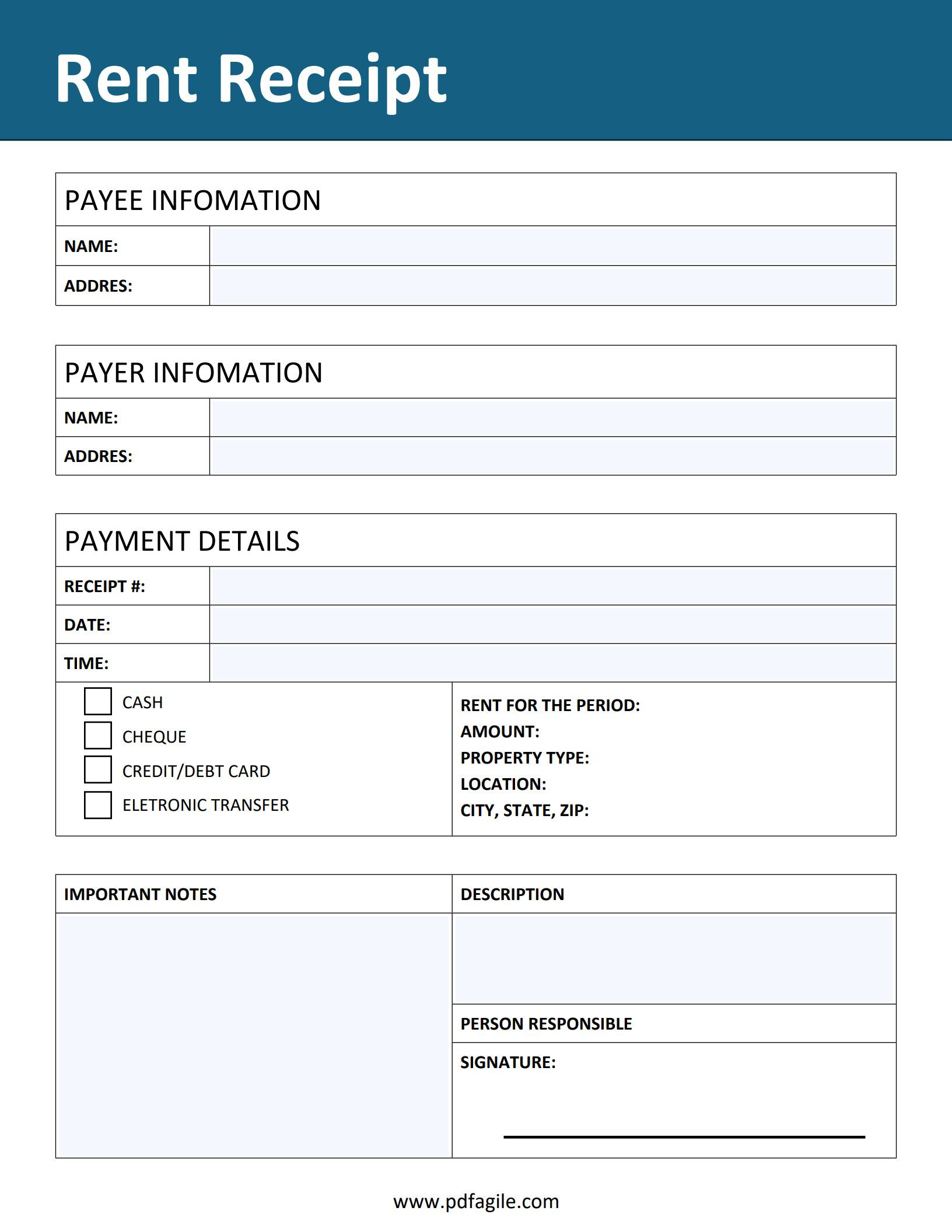 Free Rent Receipt Template | Pdf Agile throughout Printable Rent Receipt Format