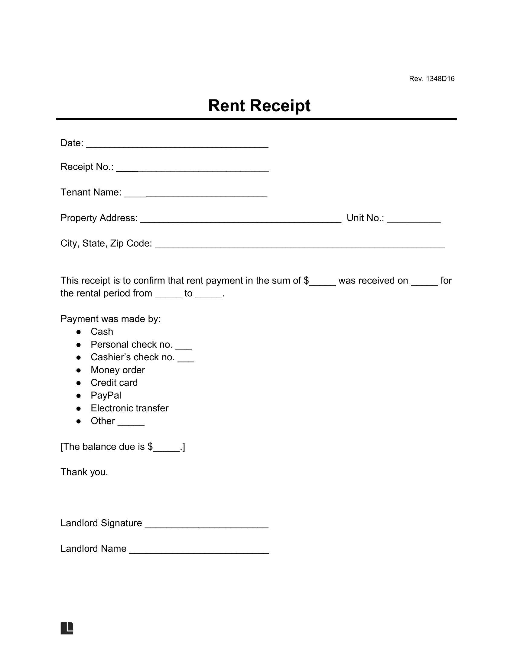 Free Rent Receipt Template | Pdf &amp; Word with Printable Rent Receipt Format