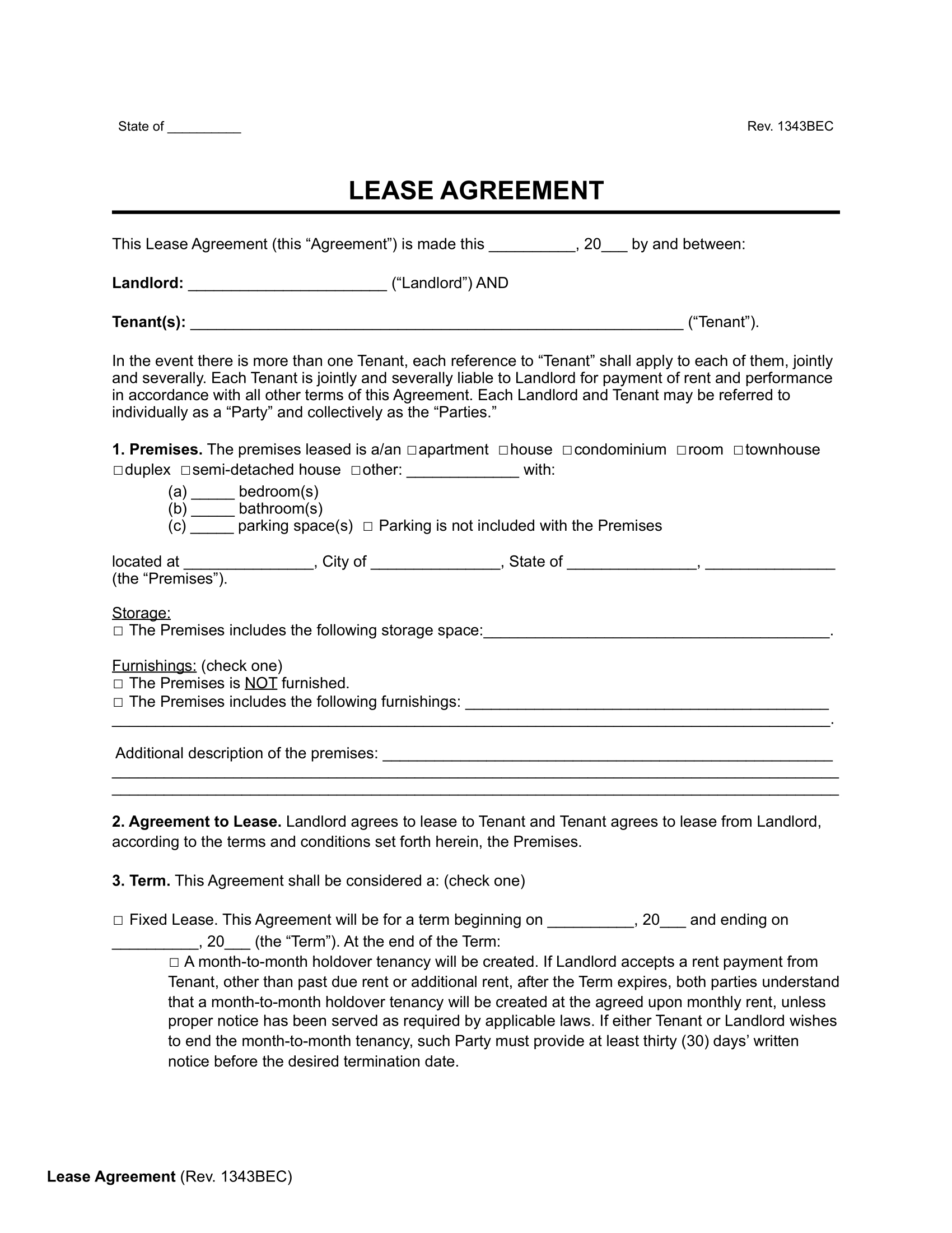 Free Rental & Lease Agreement Templates | Pdf & Word pertaining to Free Printable Rental Lease Agreement