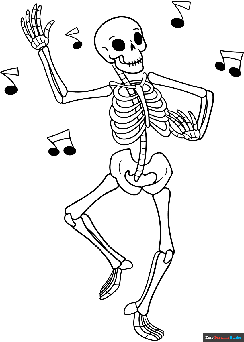 Free Skeletons Coloring Pages For Kids - 11 Printable Sheets inside Skeleton Printable Free Download