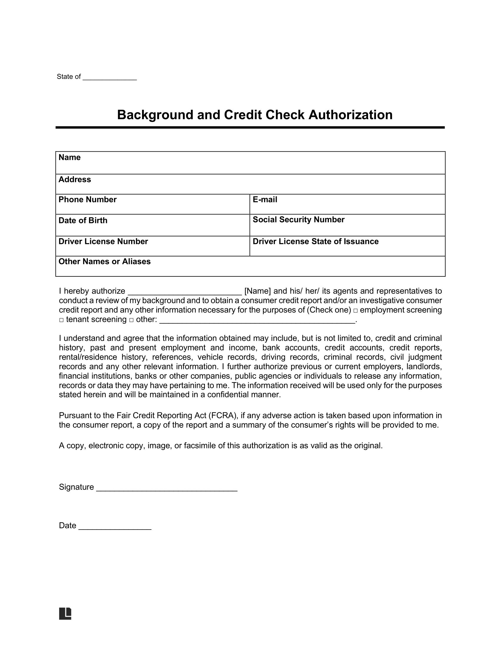 Free Tenant Background Check Authorization Form | Pdf & Word with regard to Free Printable Background Check Authorization Form