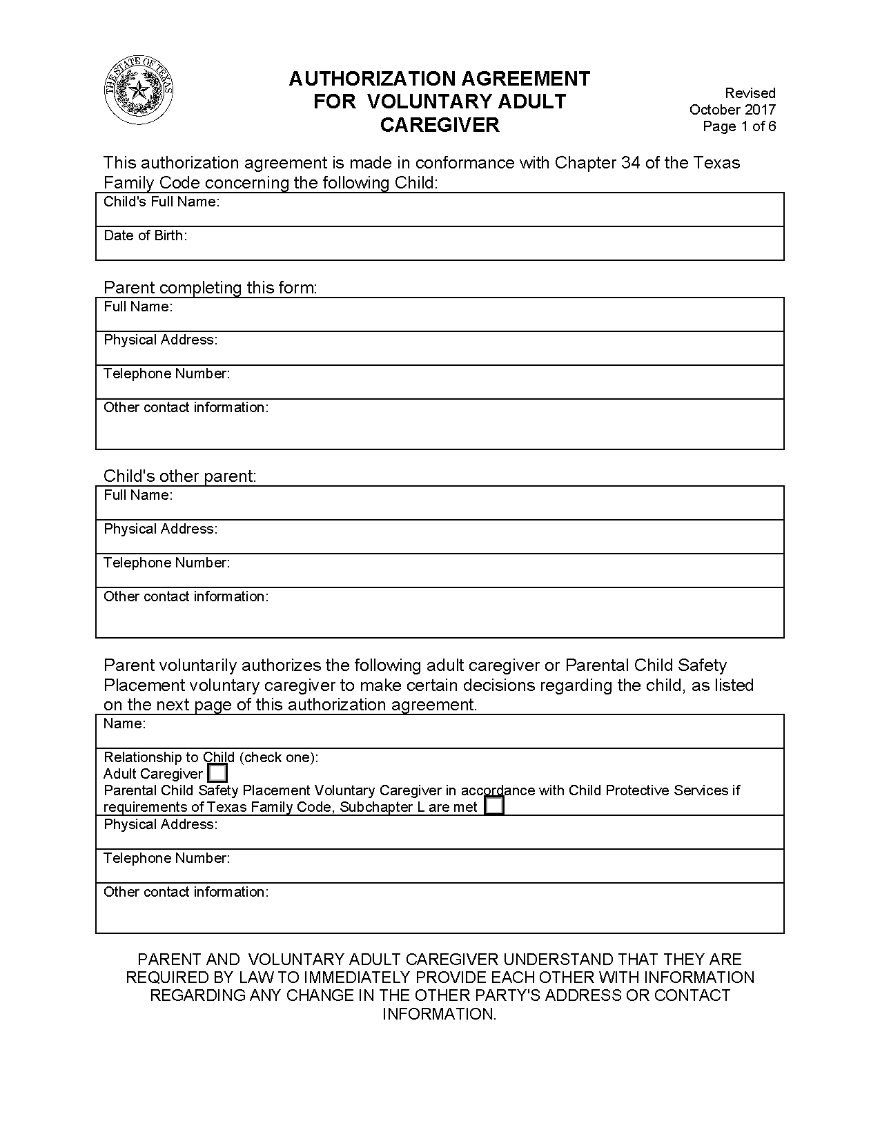 Free Texas Minor (Child) Power Of Attorney Form | Pdf for Free Printable Power Of Attorney For Minor Child Texas