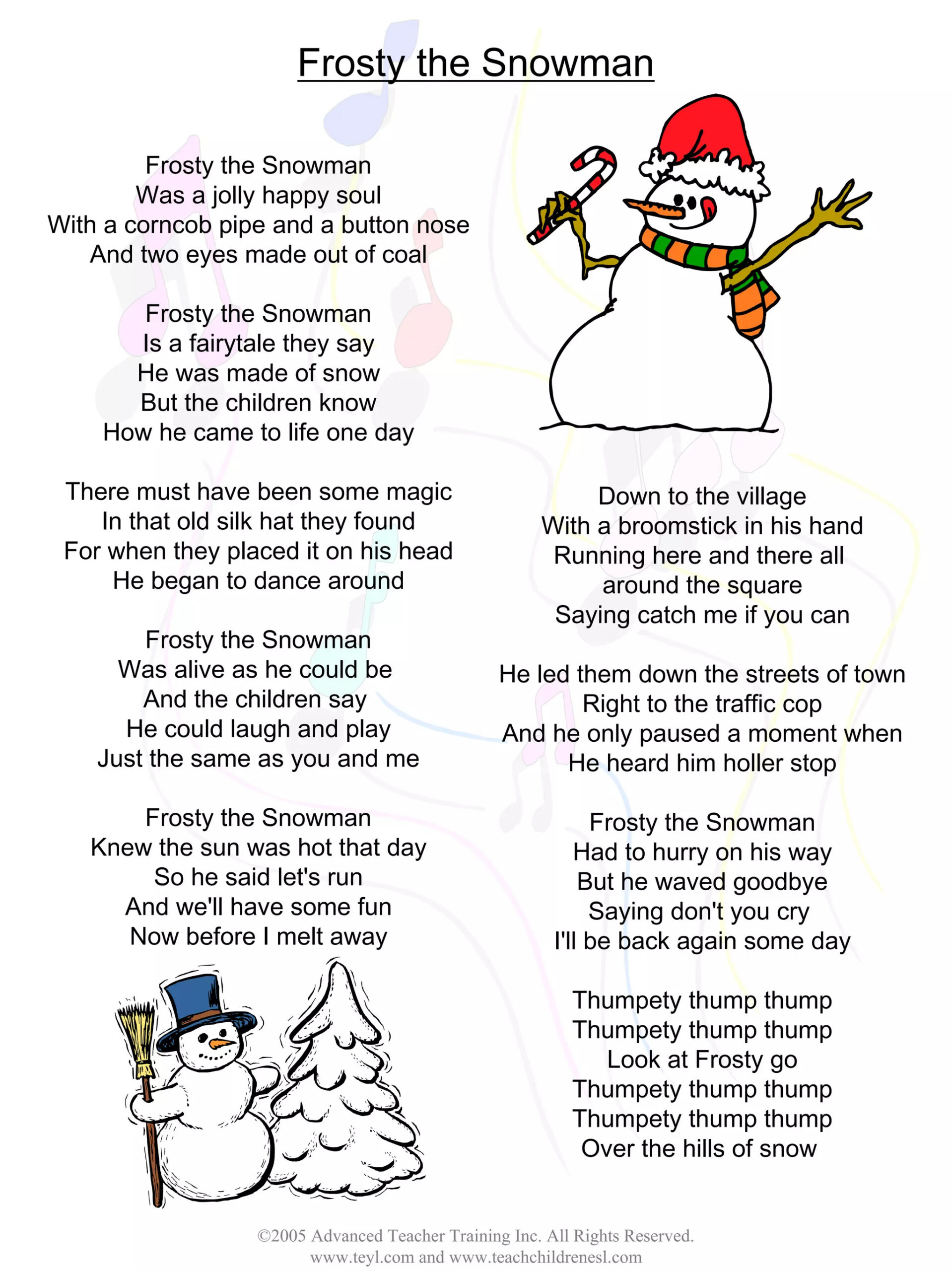 Frosty | Pdf pertaining to Frosty the Snowman Song Lyrics Printable