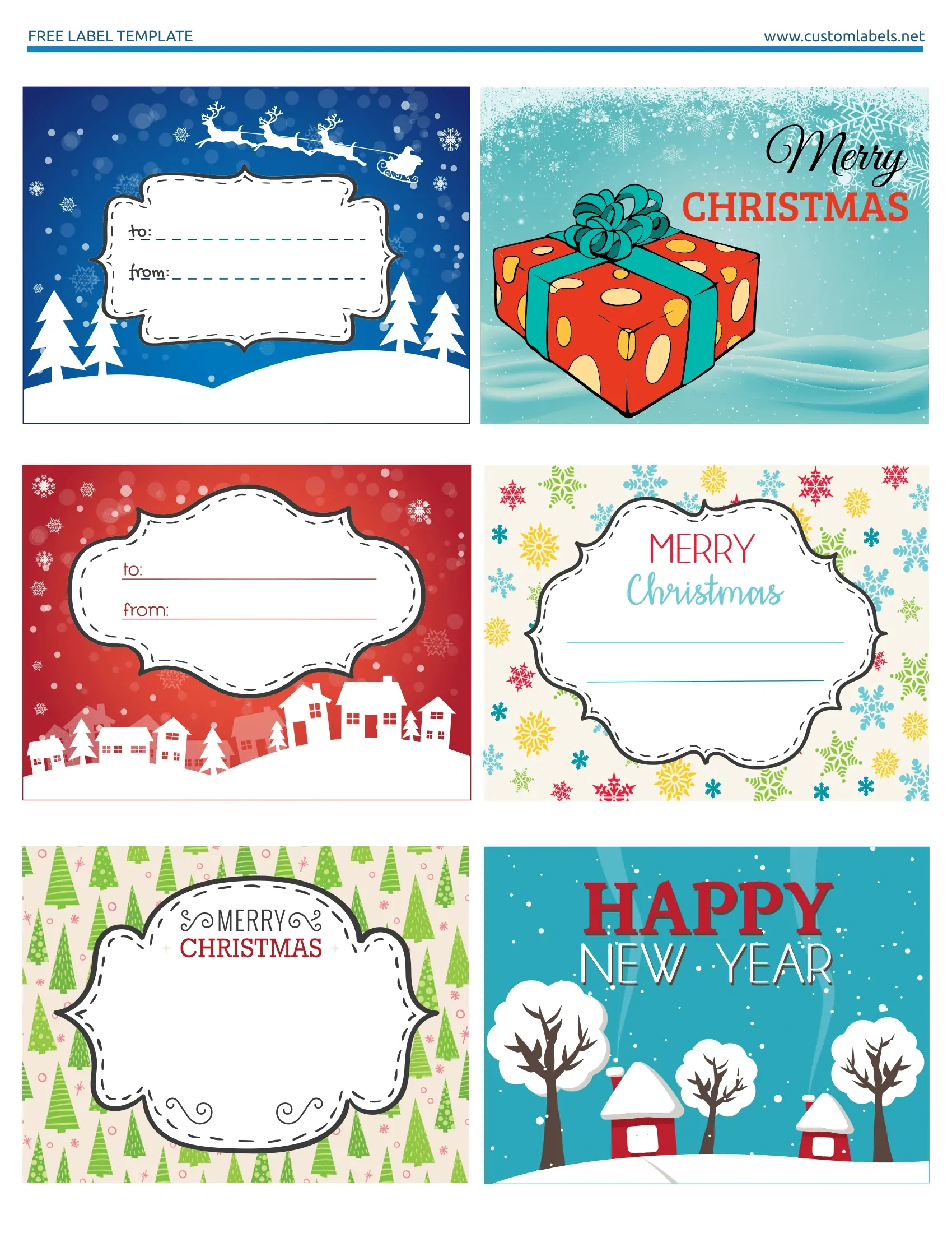 Fun And Colorful Christmas Labels - Free Printables for Printable To And From Christmas Tags