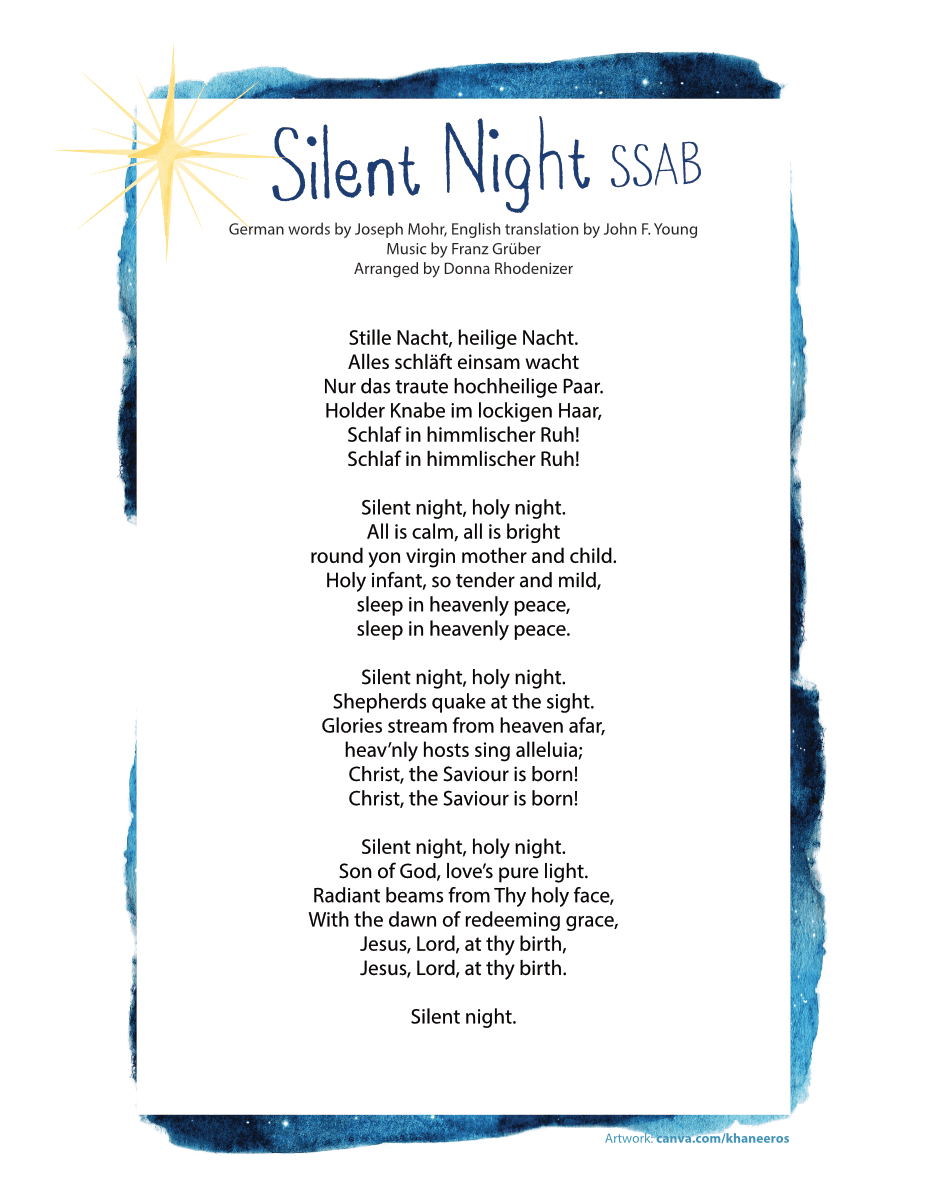 Fvm | Silent Night (Ssab)Donna Rhodenizer inside Printable Words To Silent Night